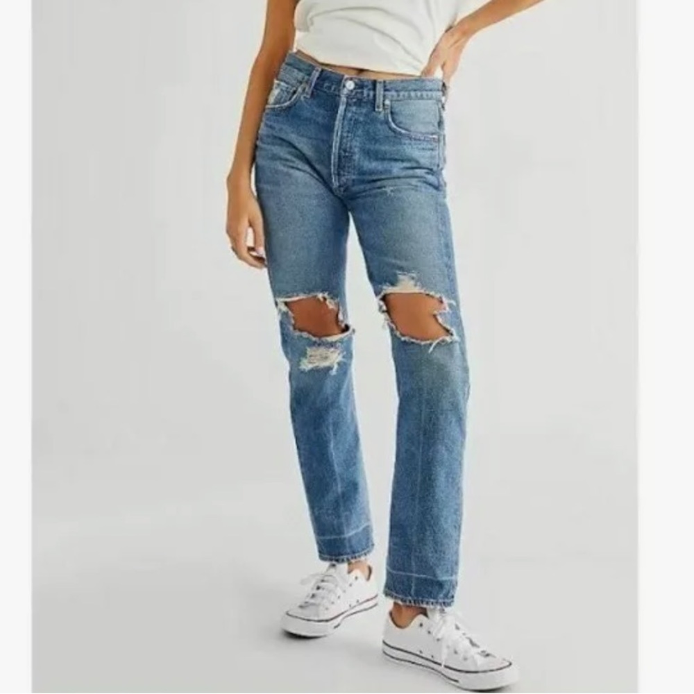 Citizens of Humanity | Charlotte high rise straight jeans distressed size 23